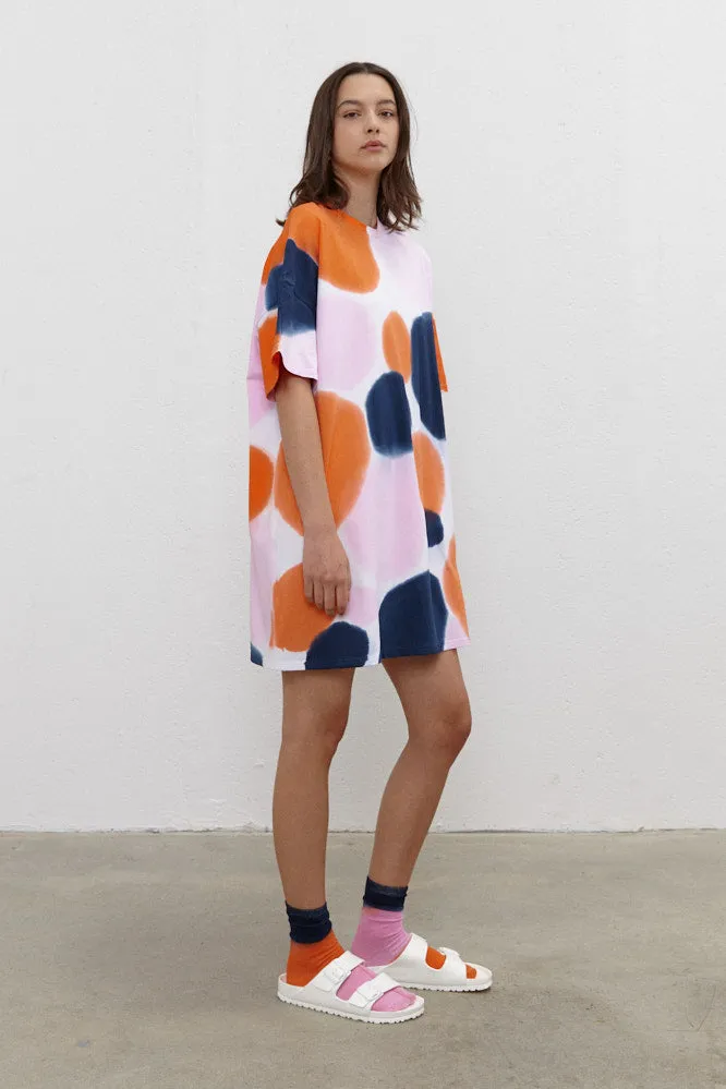 River Mini Shift T-Shirt Dress Orange/Navy/Pink