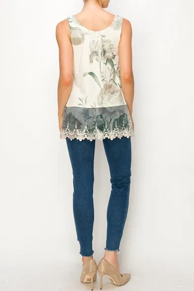 Rose Layering Tank with Lace Hem