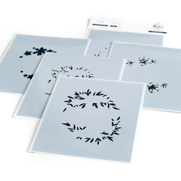 Rustic Floral Wreath layering stencil set