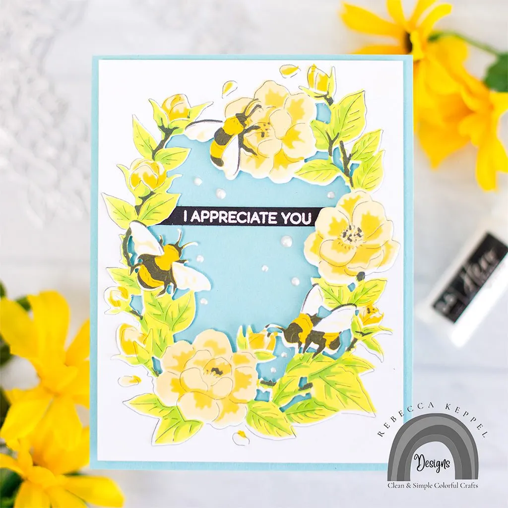 SA221 Color Layering Bee Florals Stencils