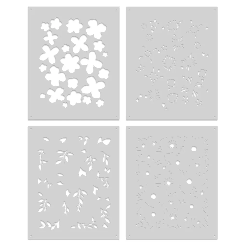 SA232 Color Layering Bold Flowers Stencils