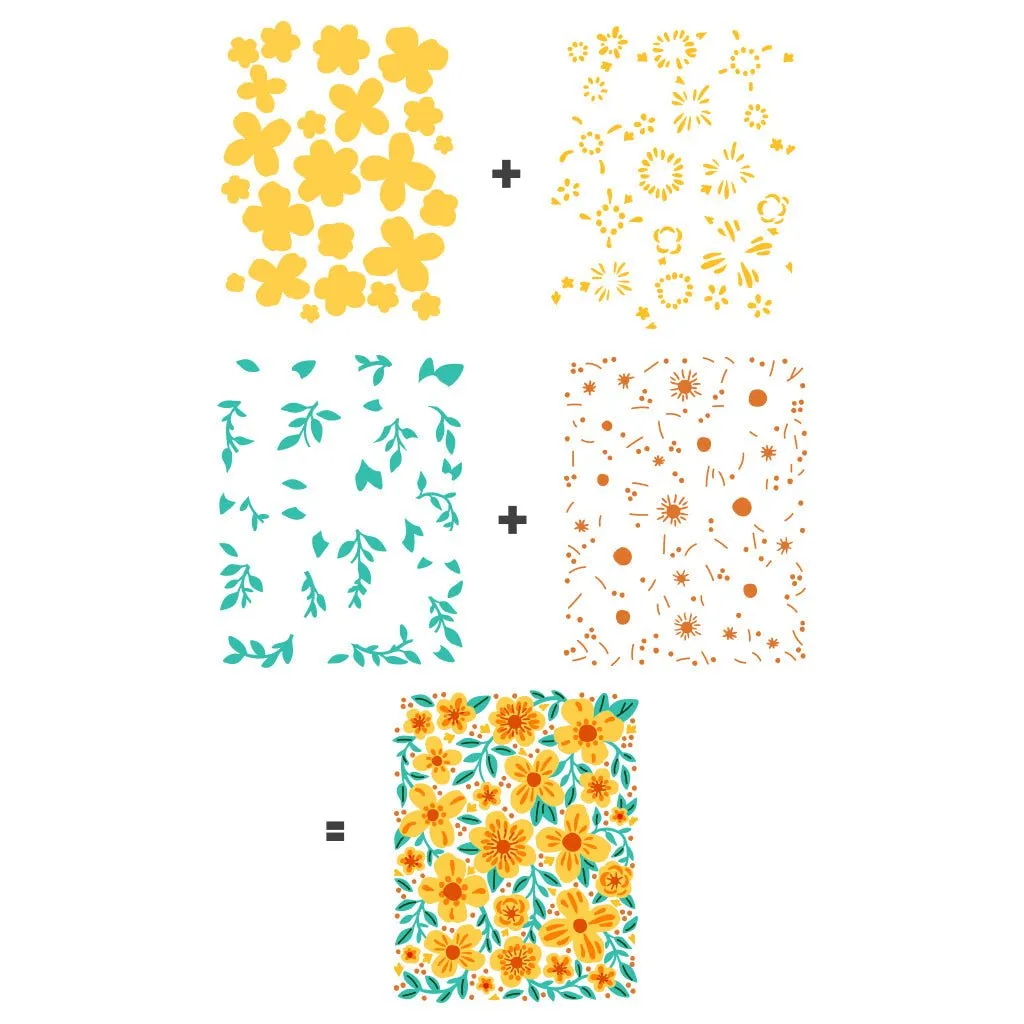 SA232 Color Layering Bold Flowers Stencils