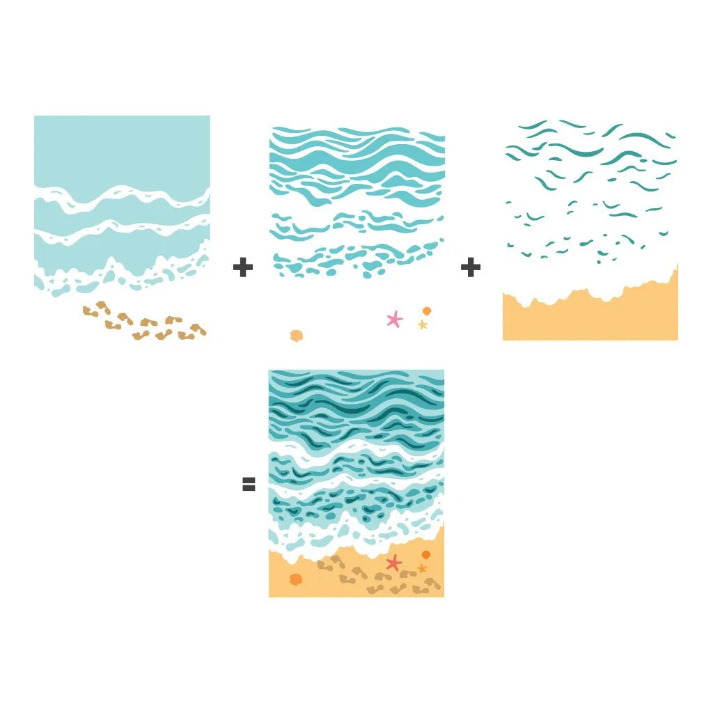 SA247 Color Layering Beach Floor Stencils