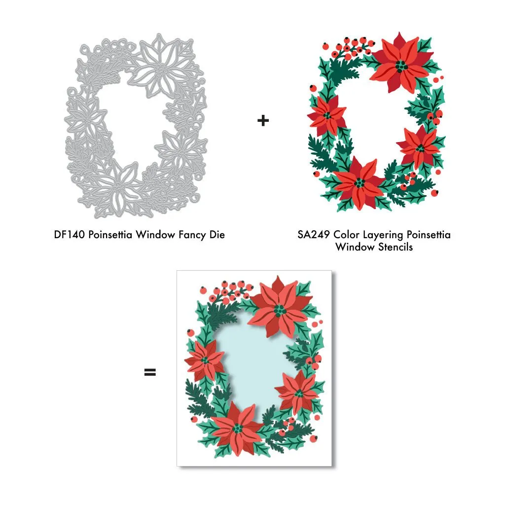 SA249 Color Layering Poinsettia Window Stencils