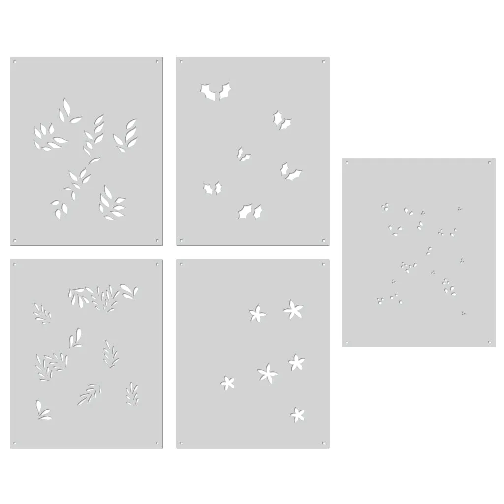 SA251 Color Layering Christmas Foliage Stencils