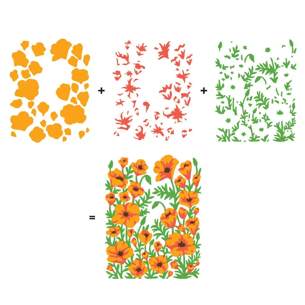 SA255 Color Layering Golden Poppies Stencils