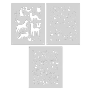 SA257 Color Layering Folk Winter Animals Stencils