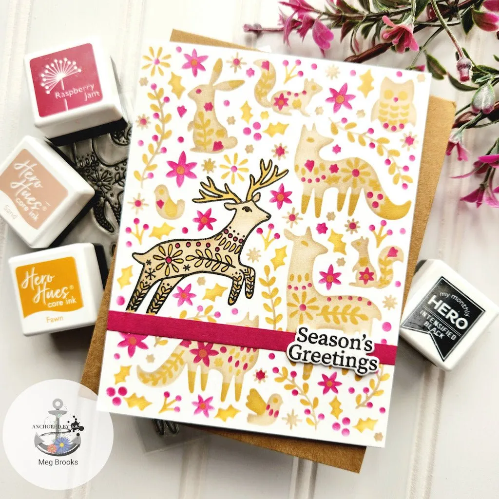 SA257 Color Layering Folk Winter Animals Stencils