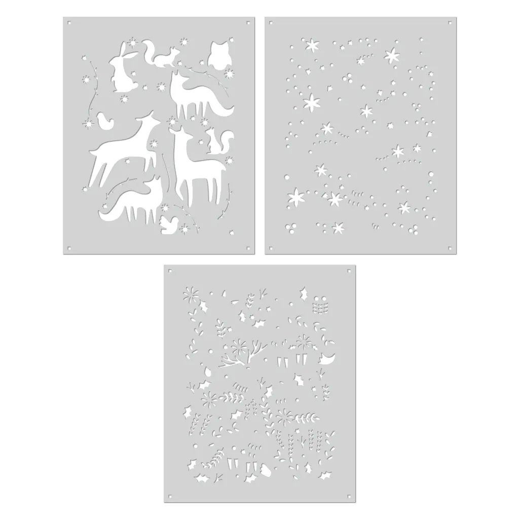 SA257 Color Layering Folk Winter Animals Stencils