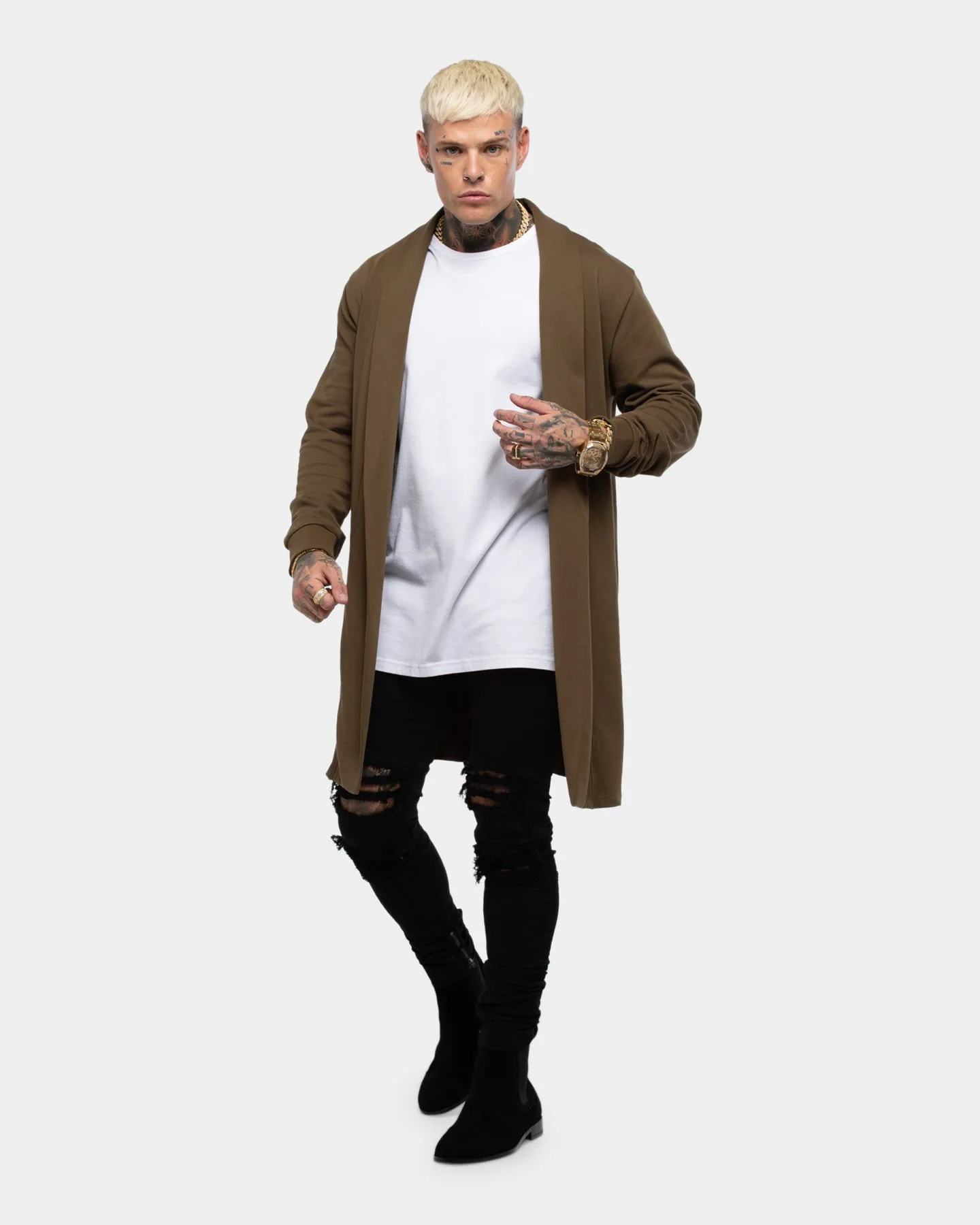 Saint Morta Coffin Party Longline Cardigan Army Green