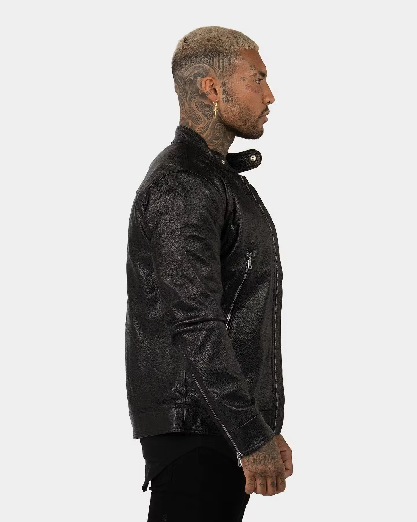 Saint Morta Cremallera Leather Jacket Black