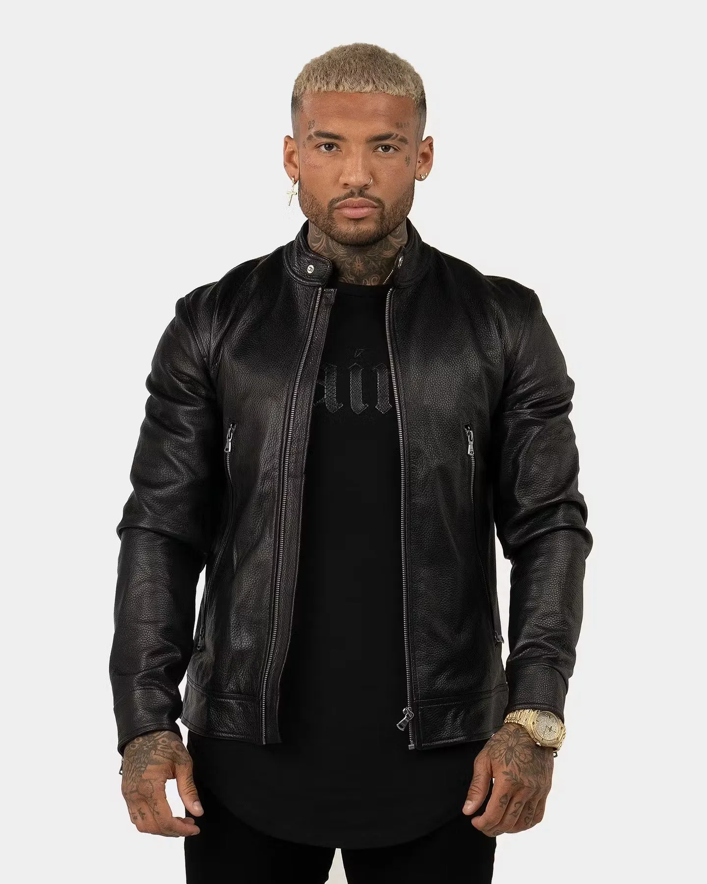 Saint Morta Cremallera Leather Jacket Black