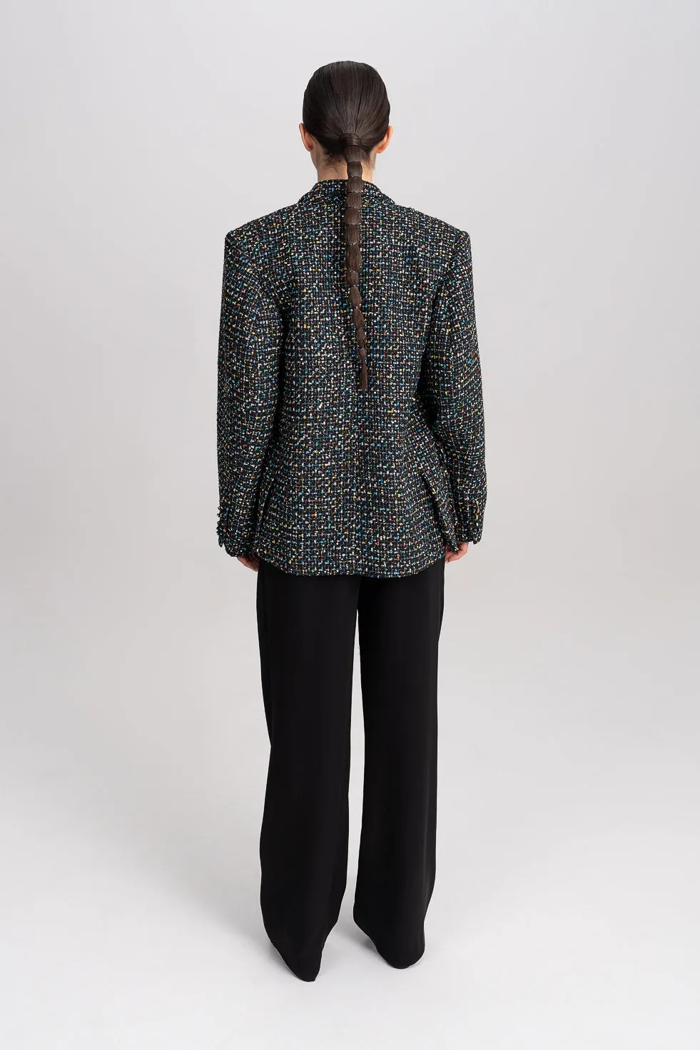 'Samara' Metallic Tweed And Sequins-Embellished Blazer