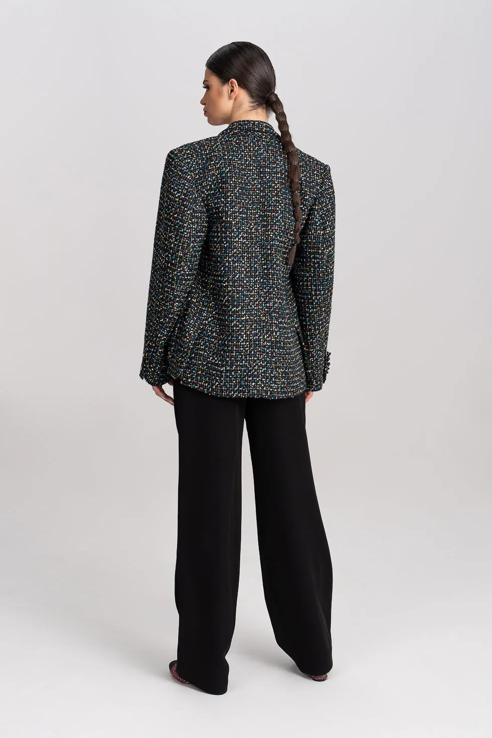 'Samara' Metallic Tweed And Sequins-Embellished Blazer