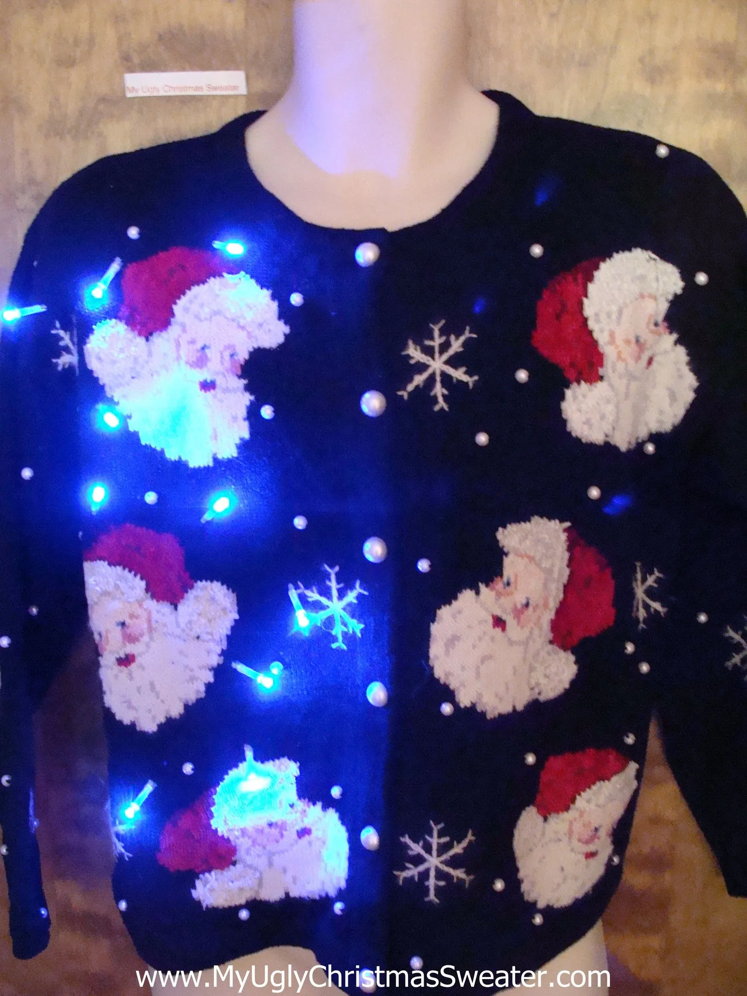 Santa Six Pack 80s Tacky Xmas Sweater with Lights
