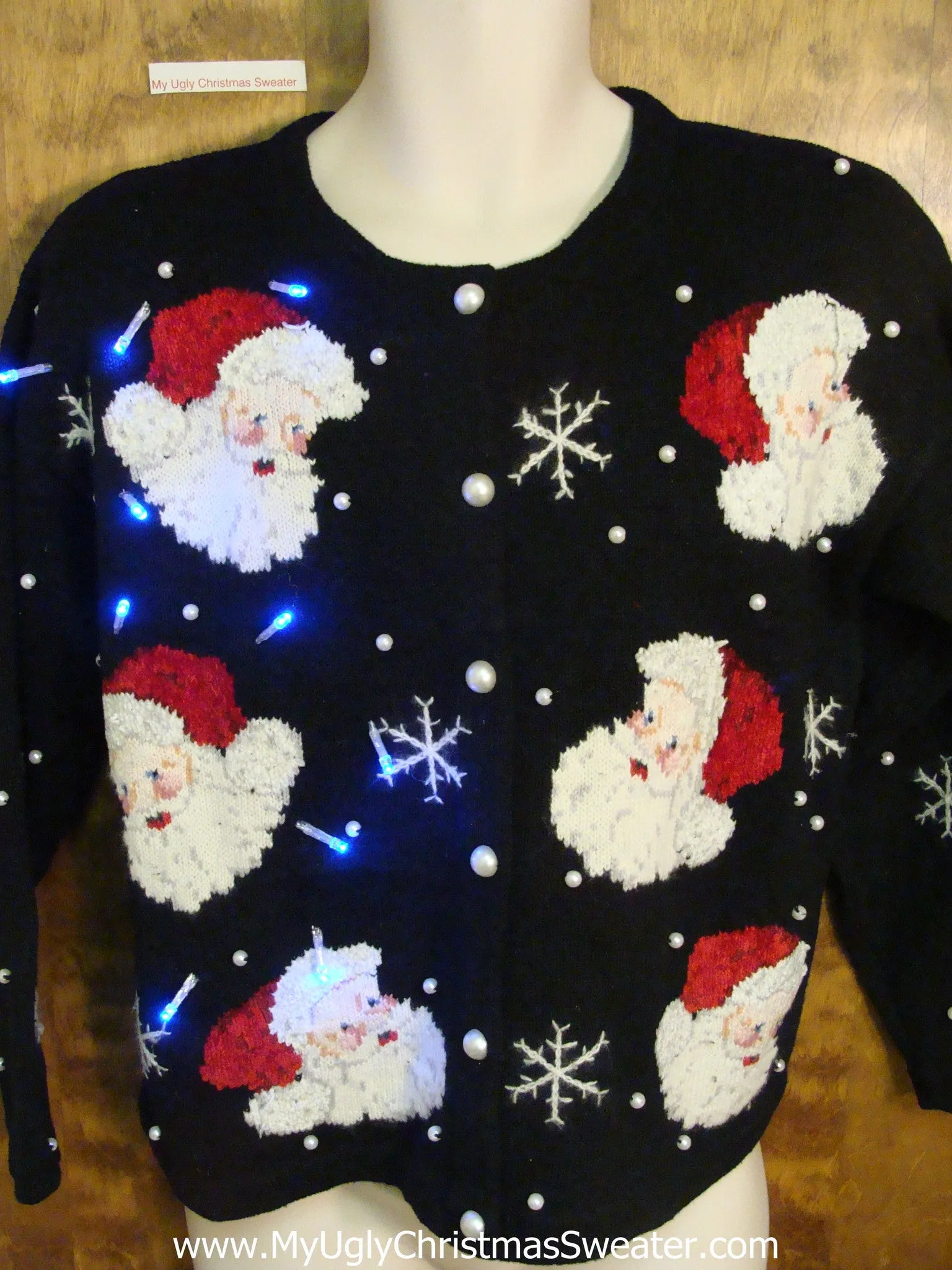 Santa Six Pack 80s Tacky Xmas Sweater with Lights