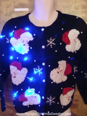 Santa Six Pack 80s Tacky Xmas Sweater with Lights