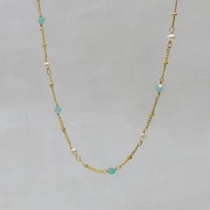 Satellite Chain Gemstone and Pearl Necklace