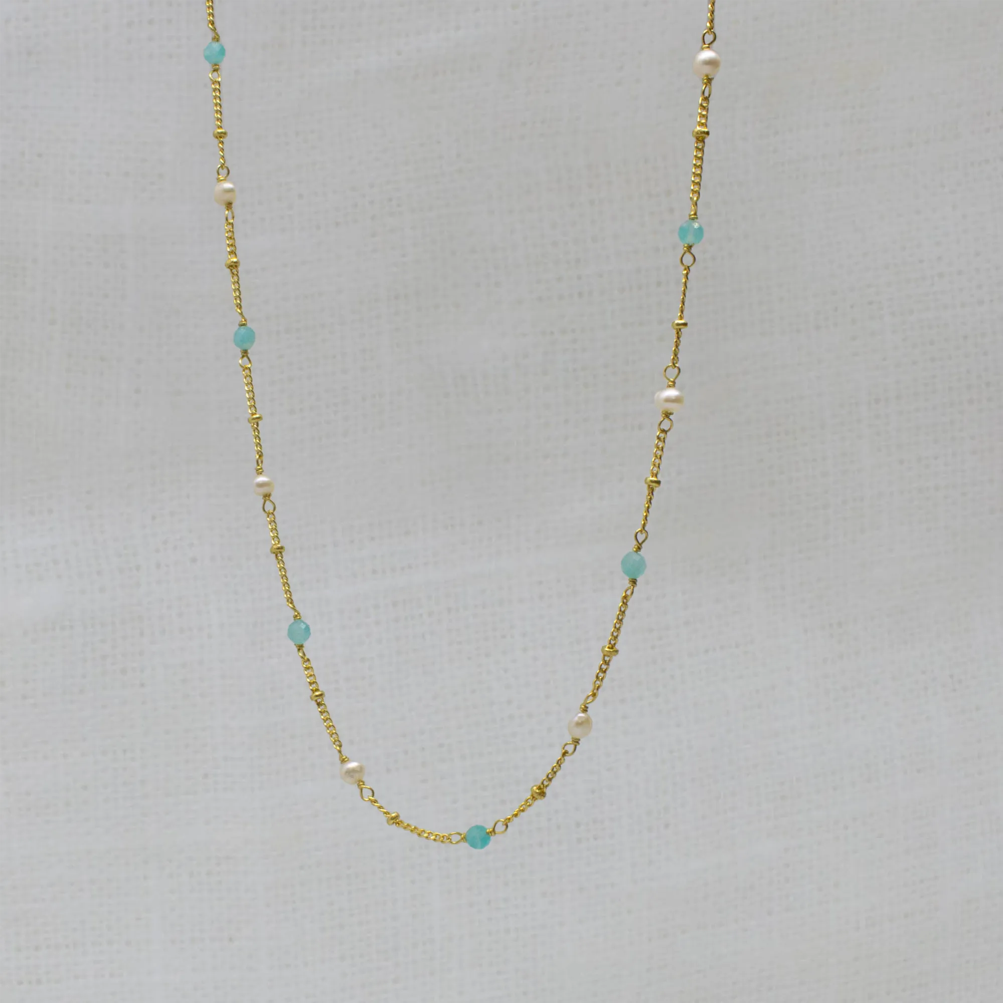 Satellite Chain Gemstone and Pearl Necklace