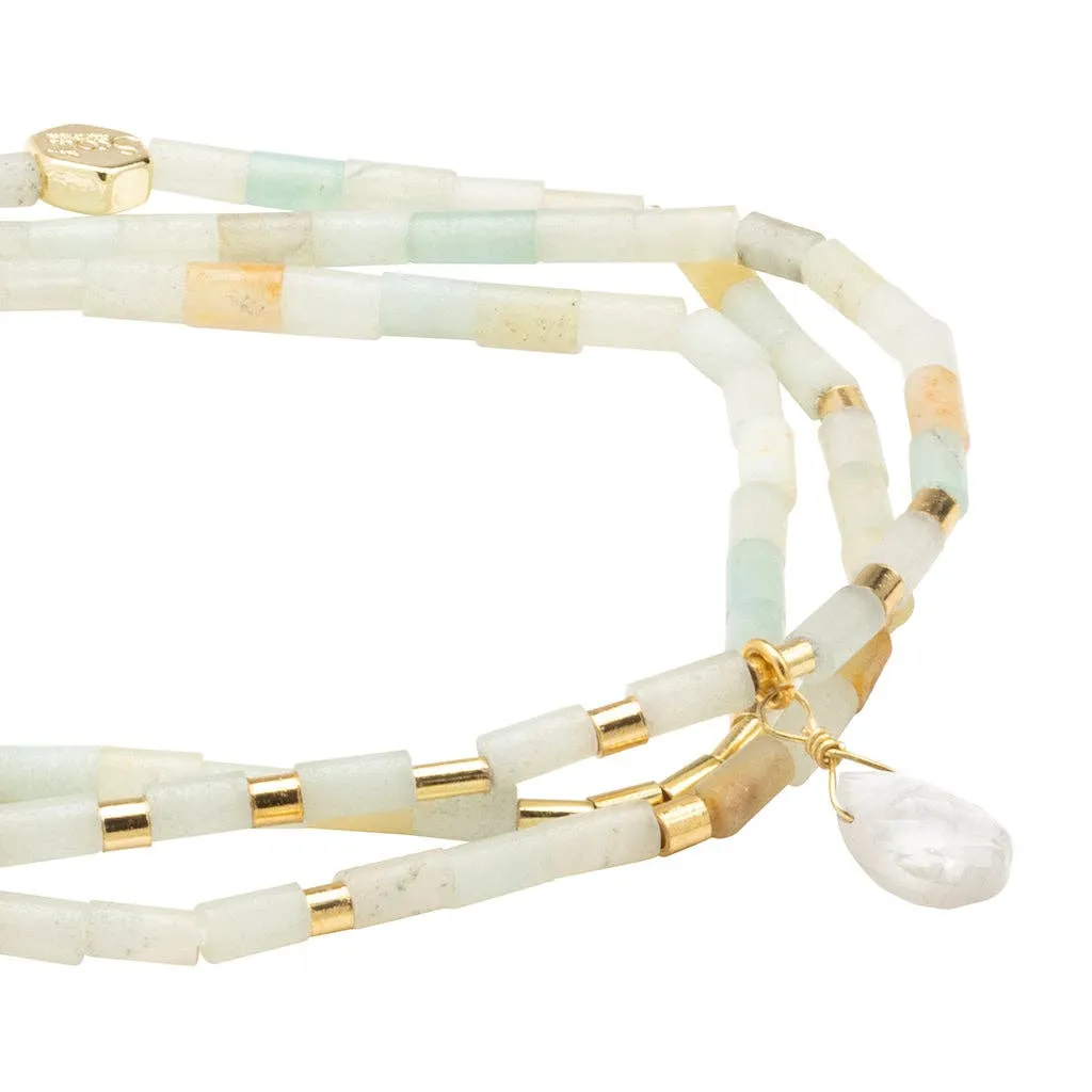 Scout Curated Wears - Teardrop Stone Wrap Amazonite/Howlite/Gold - Courage