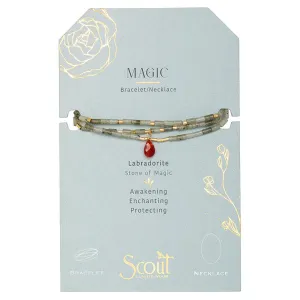 Scout Teardrop Stone Wrap Labradorite/Fuchsia/Gold - Stone of Magic