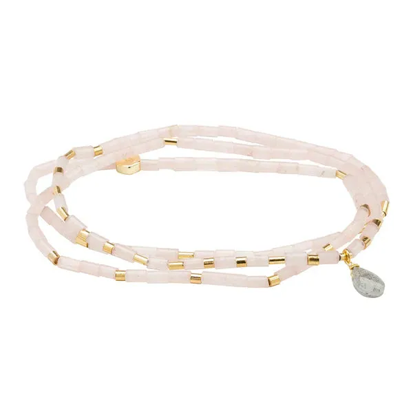 Scout Teardrop Stone Wrap Rose Quartz/Labradorite/Gold - Stone of Love