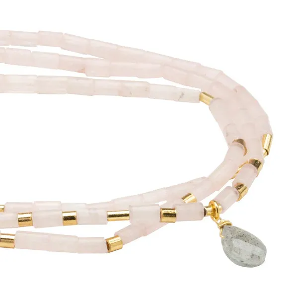 Scout Teardrop Stone Wrap Rose Quartz/Labradorite/Gold - Stone of Love
