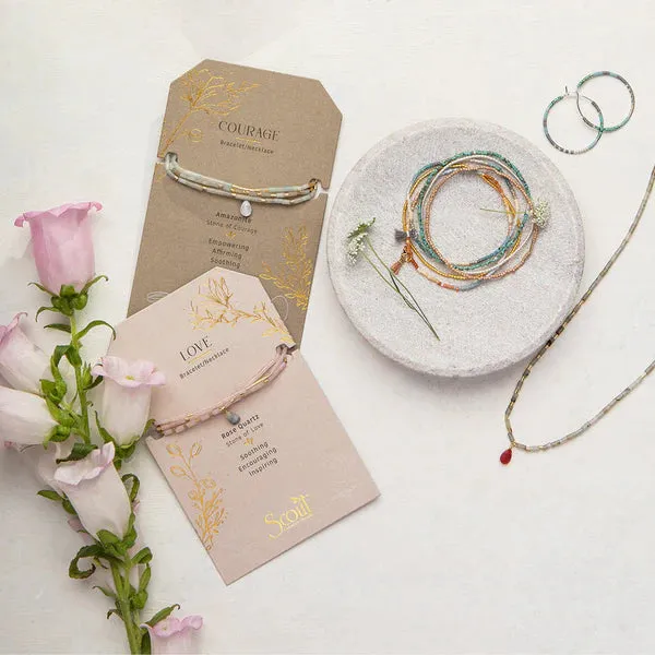 Scout Teardrop Stone Wrap Rose Quartz/Labradorite/Gold - Stone of Love