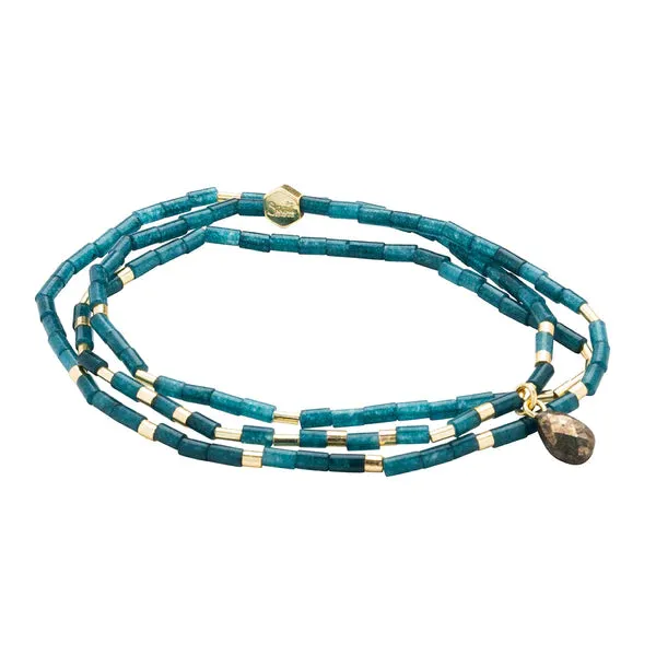 Scout Teardrop Stone Wrap Teal Jade/Pyrite/Gold - Stone of Dreams