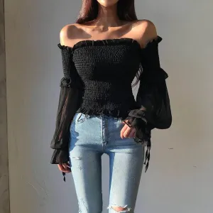 See You Knitted Off Shoulder Crop Top
