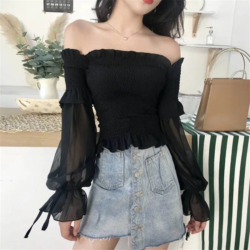 See You Knitted Off Shoulder Crop Top