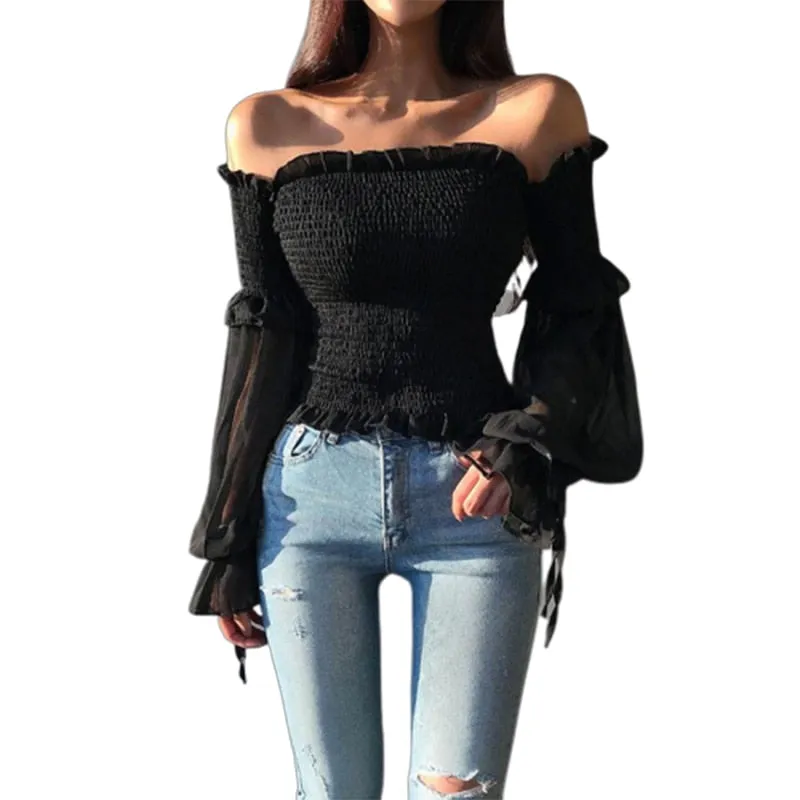 See You Knitted Off Shoulder Crop Top