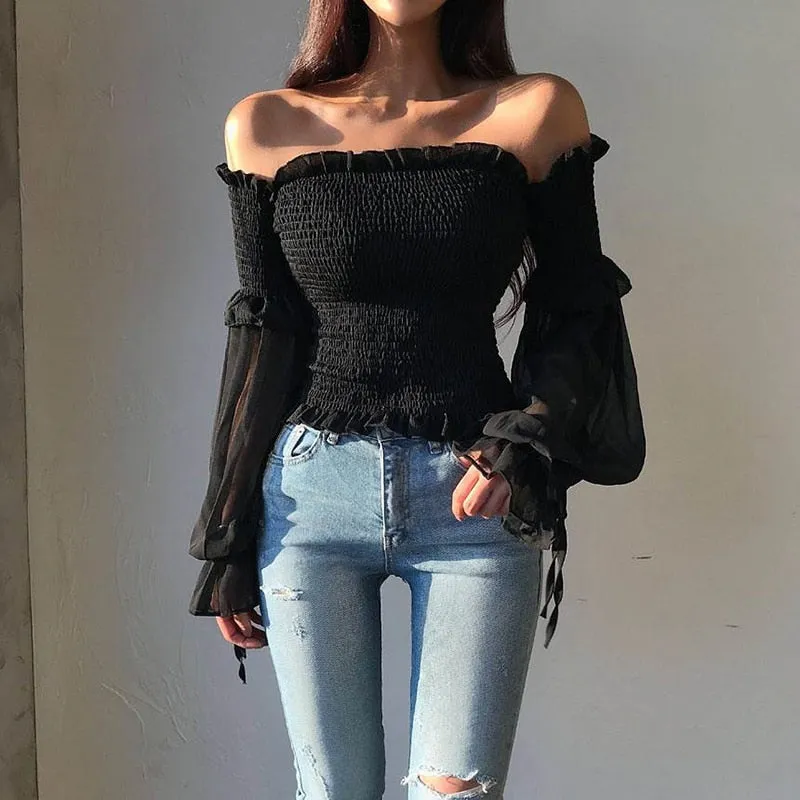 See You Knitted Off Shoulder Crop Top