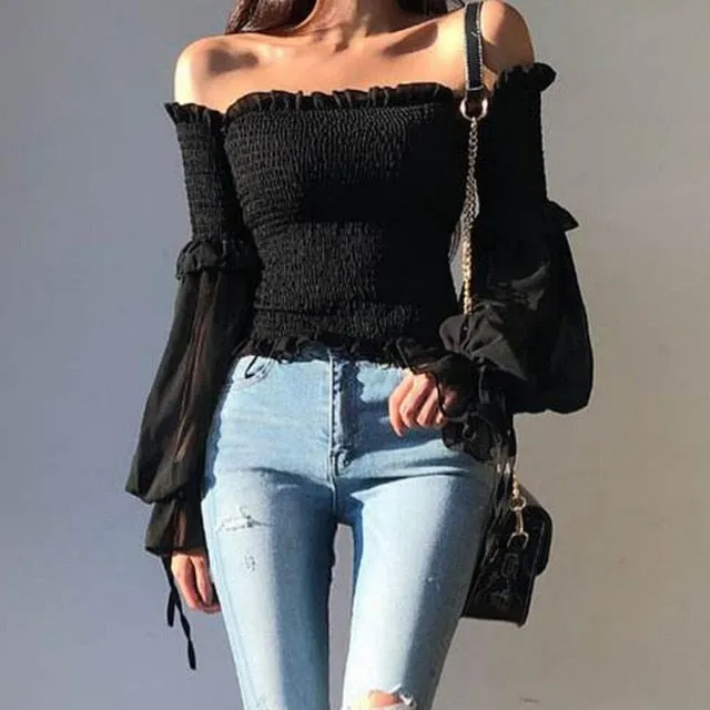 See You Knitted Off Shoulder Crop Top