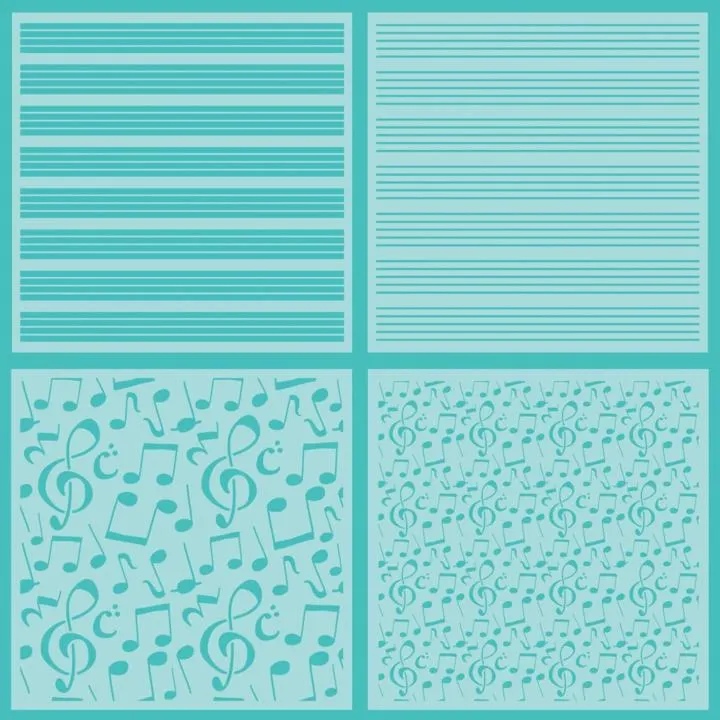 Sheet Music Set of 4 Stencils