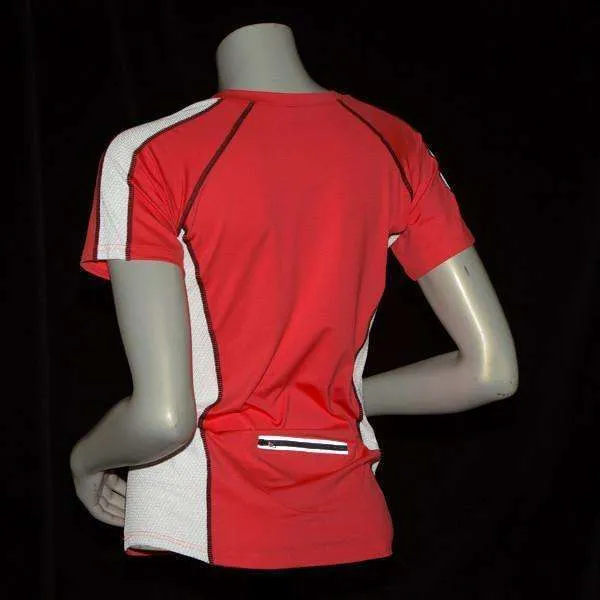 Short Sleeve Reflective Women's Piper Tee in Coral Glo/White