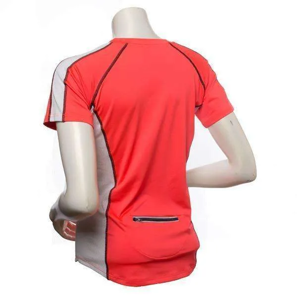 Short Sleeve Reflective Women's Piper Tee in Coral Glo/White