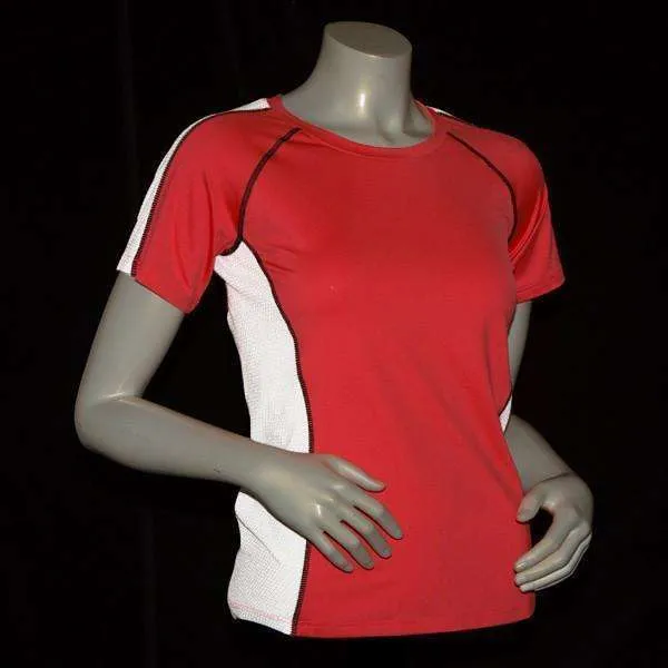 Short Sleeve Reflective Women's Piper Tee in Coral Glo/White