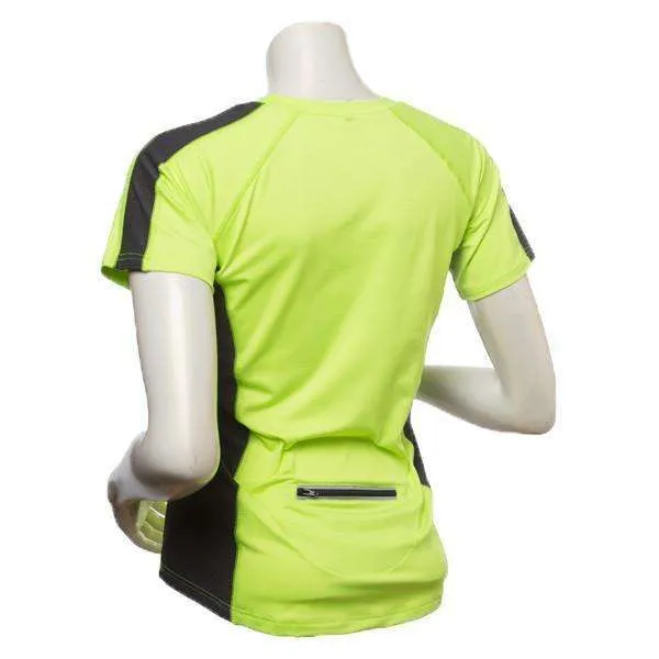 Short Sleeve Reflective Women's Piper Tee in Flo Lime/ Graphite
