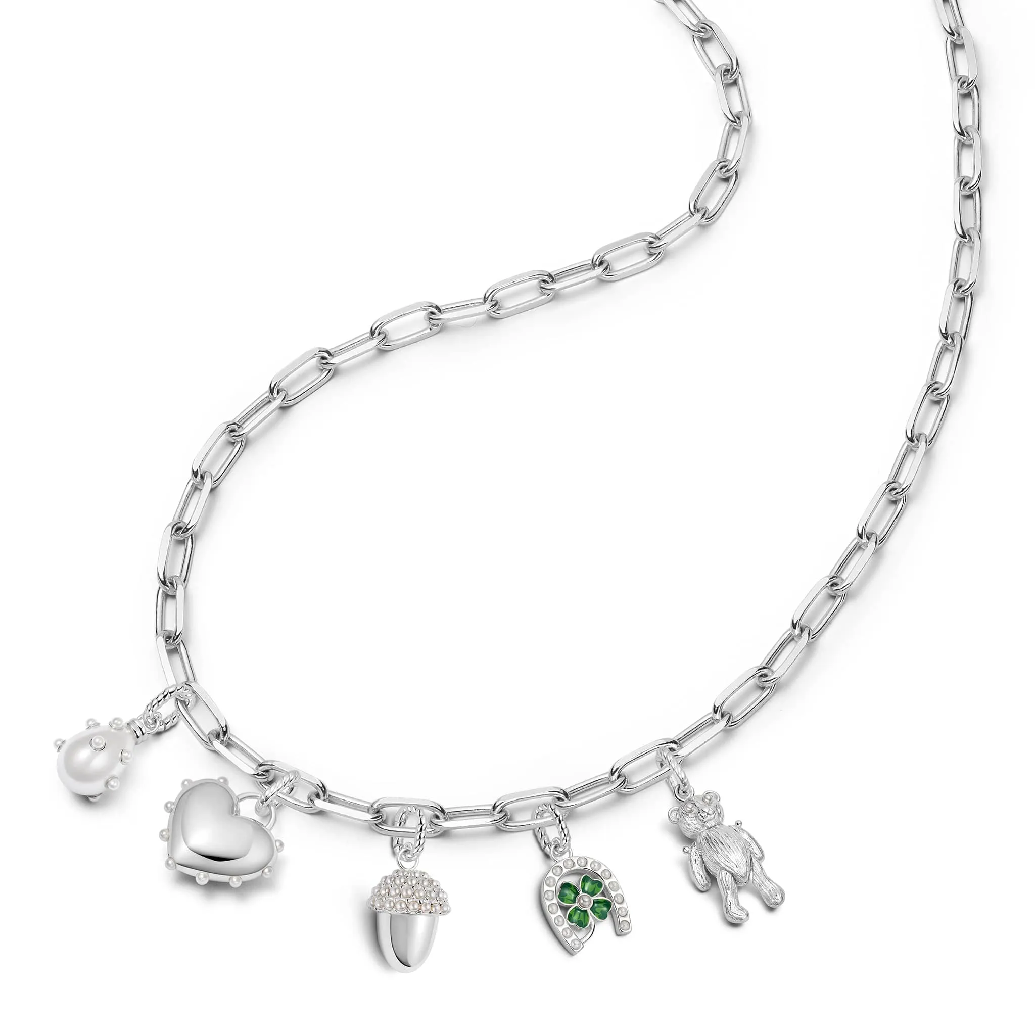 Shrimps Charm Necklace Layering Set Sterling Silver