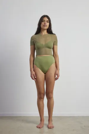 SI Cotton Tulle Crop Tee | Khaki