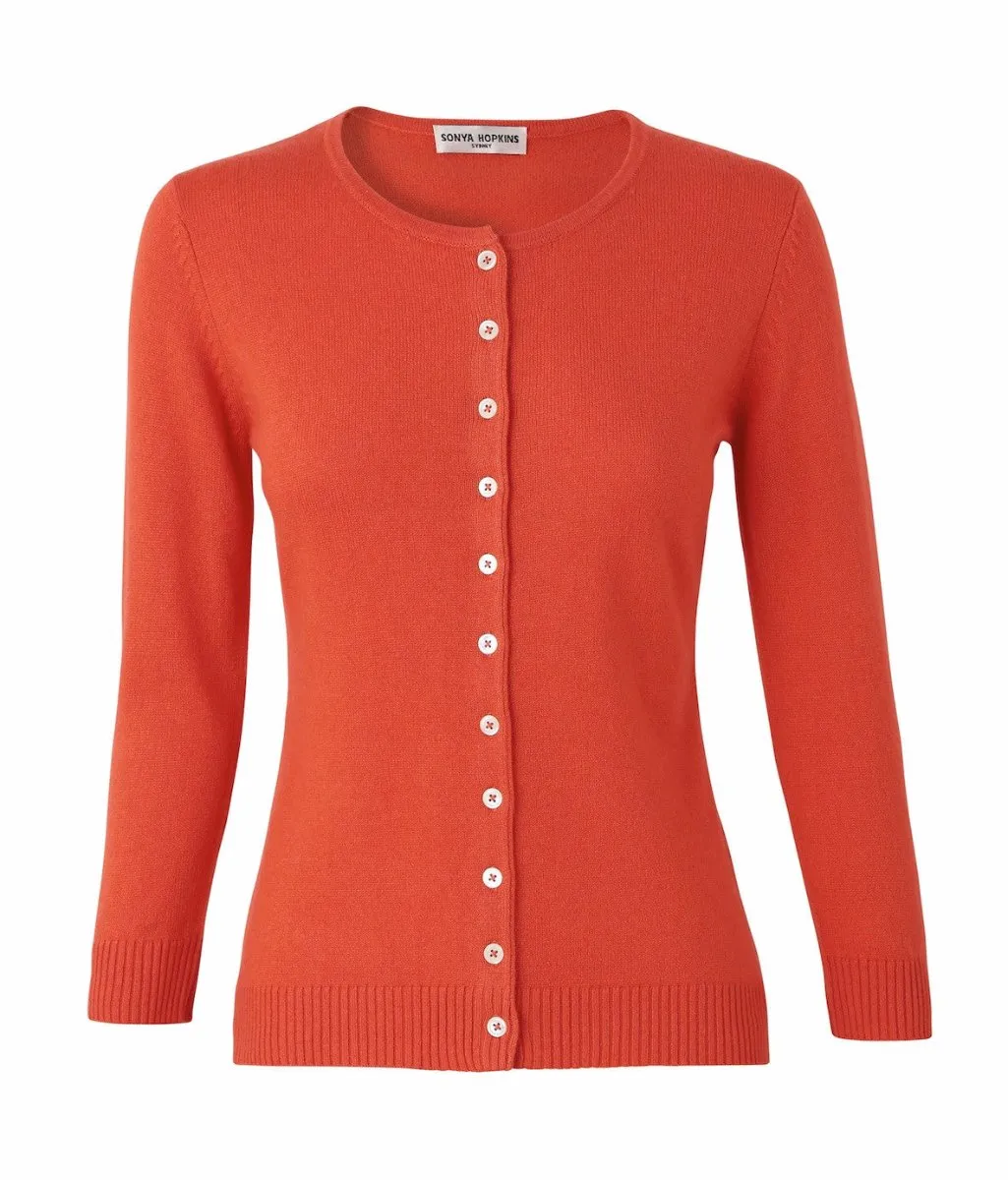 Silk   Cashmere Victoria Cardigan in Orange (low stock)