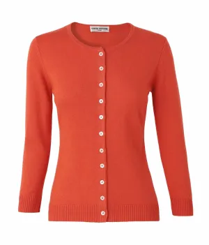 Silk   Cashmere Victoria Cardigan in Orange (low stock)