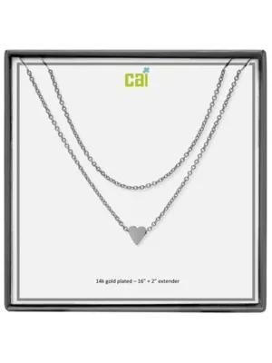 Silver Heart Dainty Chain Layering Necklace
