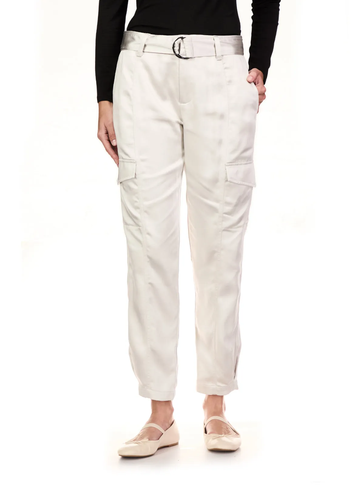 Silver Satin Cargos