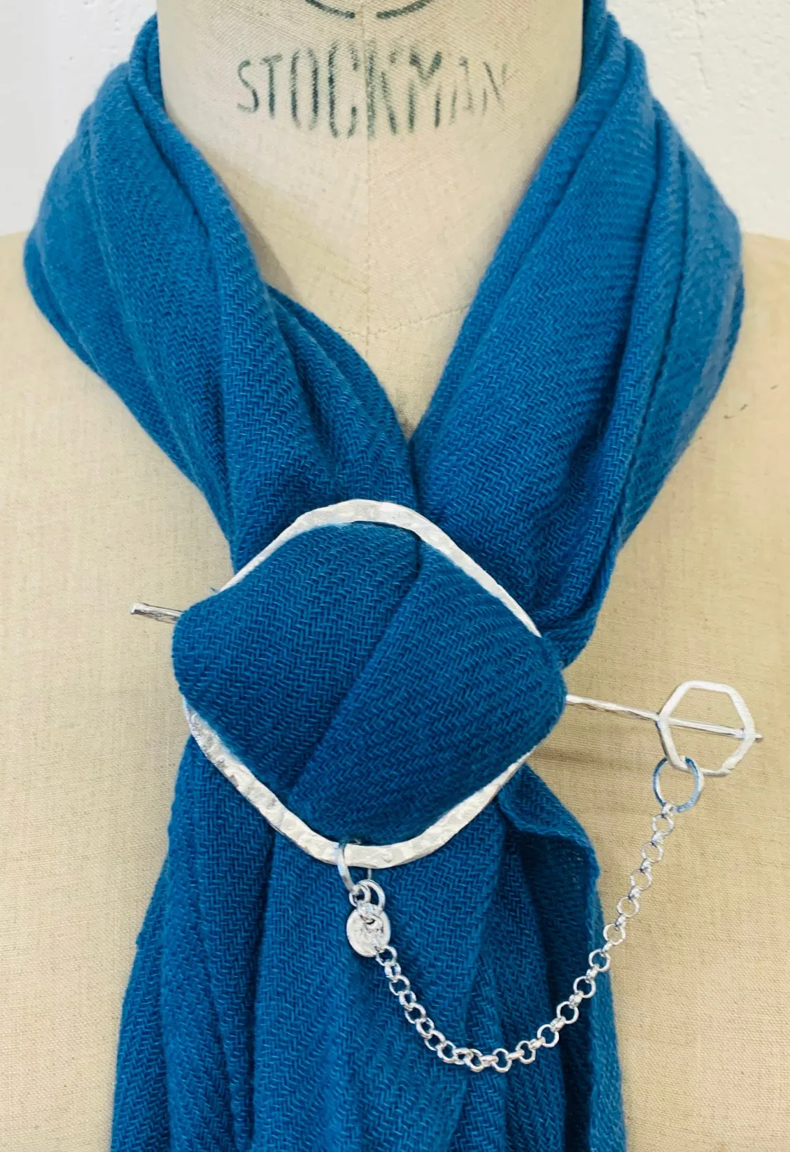 Silver scarf tie thin square