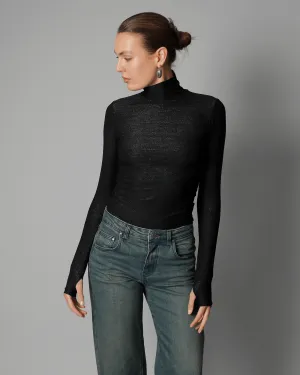 Sinead Lurex Turtleneck Top - Black Diamonds