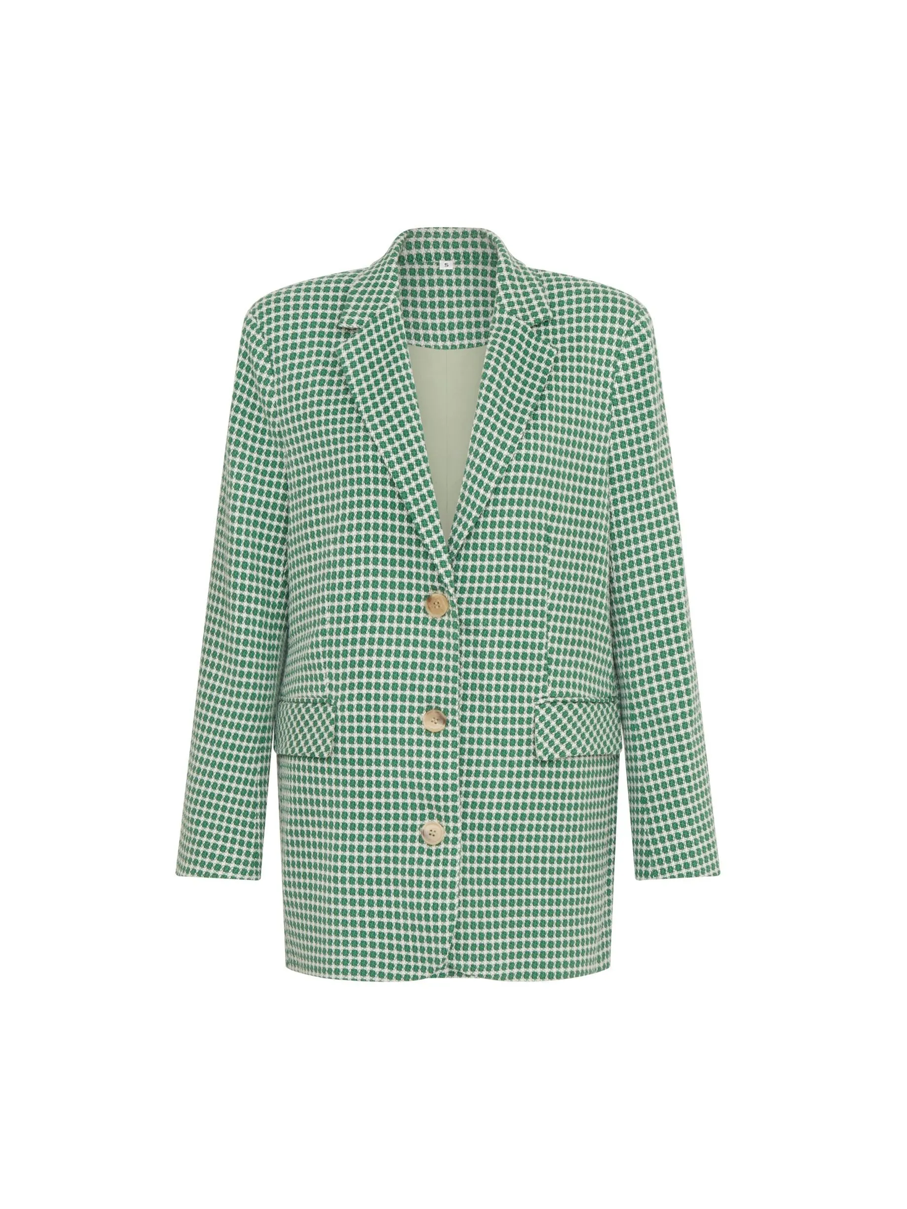 Single-breasted Check Blazer in Cactus Green