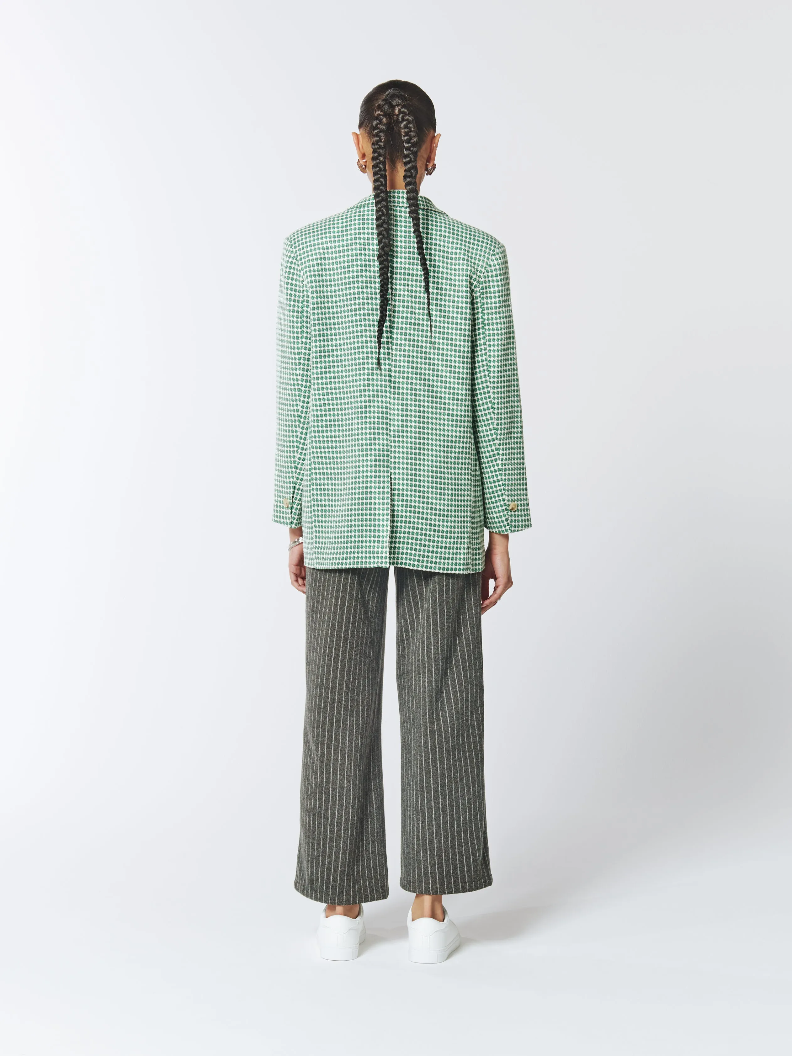 Single-breasted Check Blazer in Cactus Green