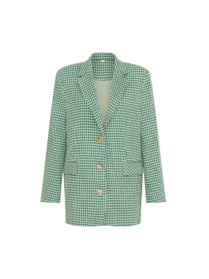 Single-breasted Check Blazer in Cactus Green